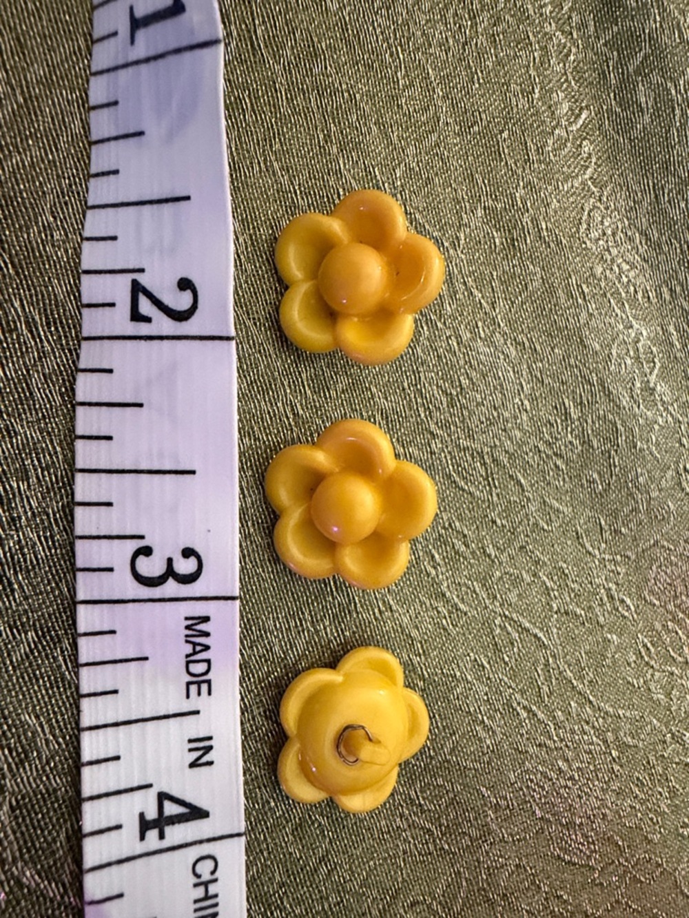 Set of Three Vintage Yellow Flower Buttons